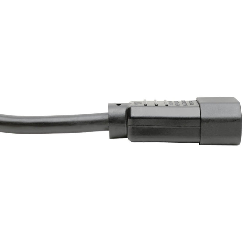 Detailed side view of Tripp Lite P005-010 power cable connector showing construction quality