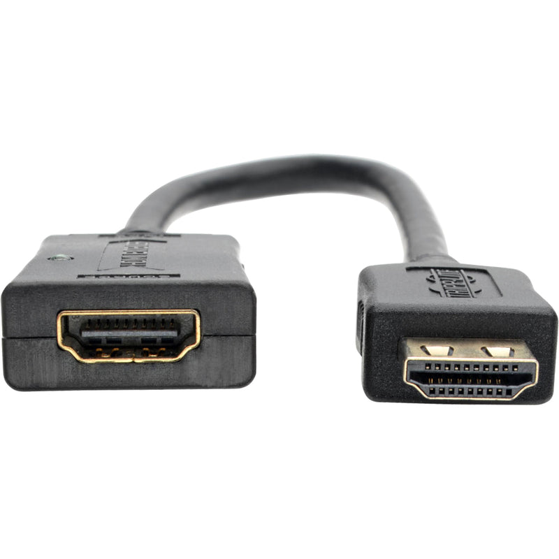 Detailed view of both HDMI connectors showing male and female ports with gold contacts