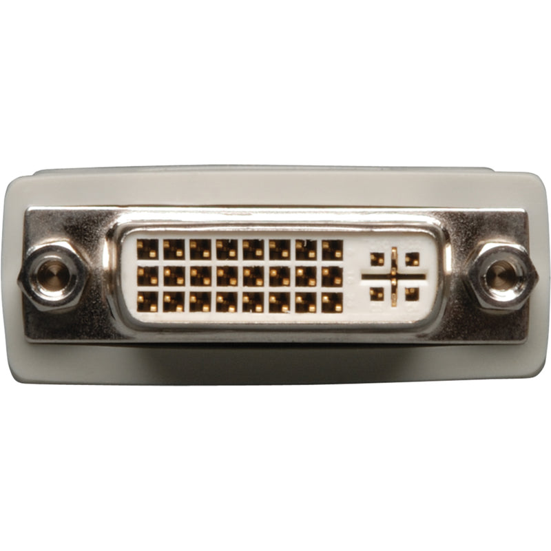 Detailed view of DVI connector pin array showing gold-plated contacts