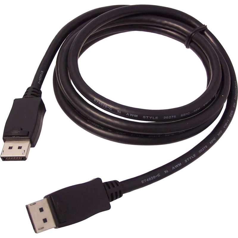 SIIG 2-meter black DisplayPort cable with male connectors showing full cable length and connector detail