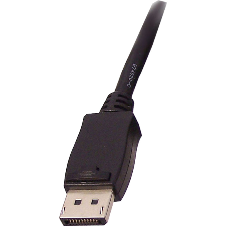 Close-up view of SIIG DisplayPort male connector showing latching mechanism and 20-pin configuration