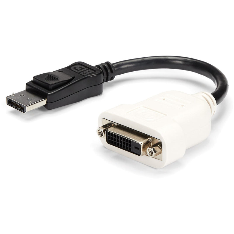 Close-up view of StarTech.com DisplayPort to DVI adapter showing both connector ends