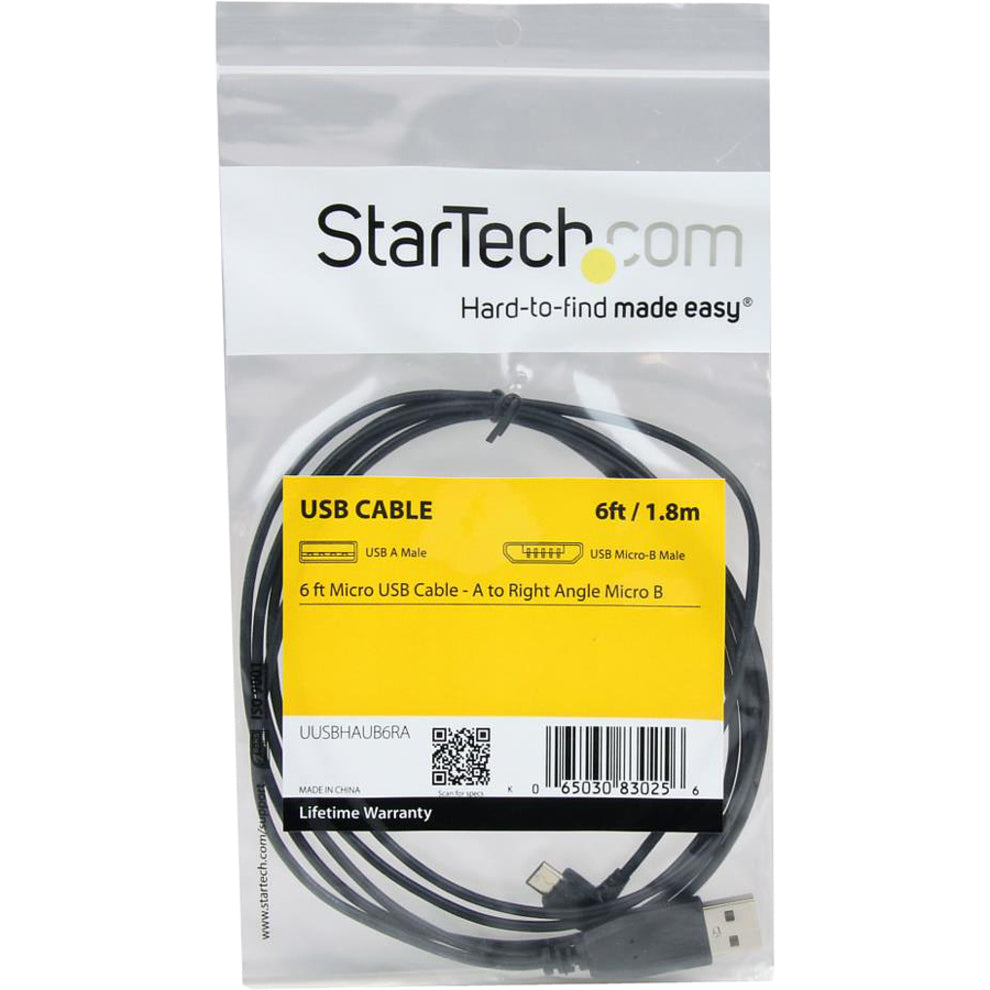 StarTech.com UUSBHAUB6 Micro USB Kabel 6ft Datenübertragungskabel Kupferleiter USB 2.0 Typ A - Stecker auf Micro USB 2.0 Typ B - Stecker Schwarz