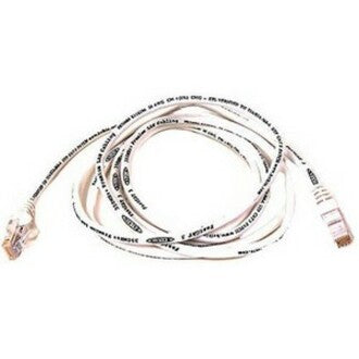 White Belkin Cat.6 network patch cable with snagless RJ-45 connectors coiled in circular pattern