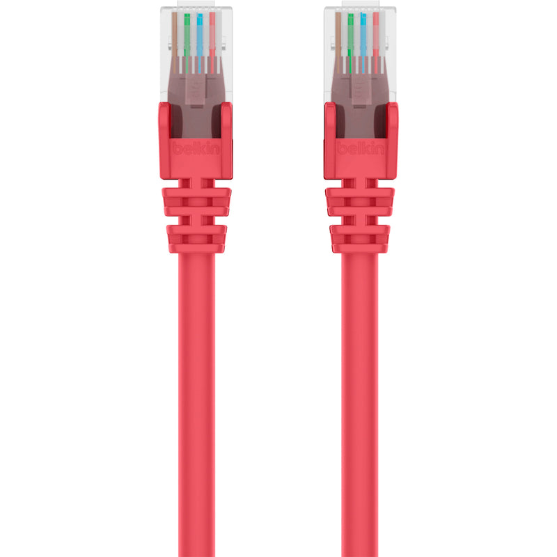 Close-up of Belkin Cat.6 cable internal wiring arrangement showing twisted pair configuration