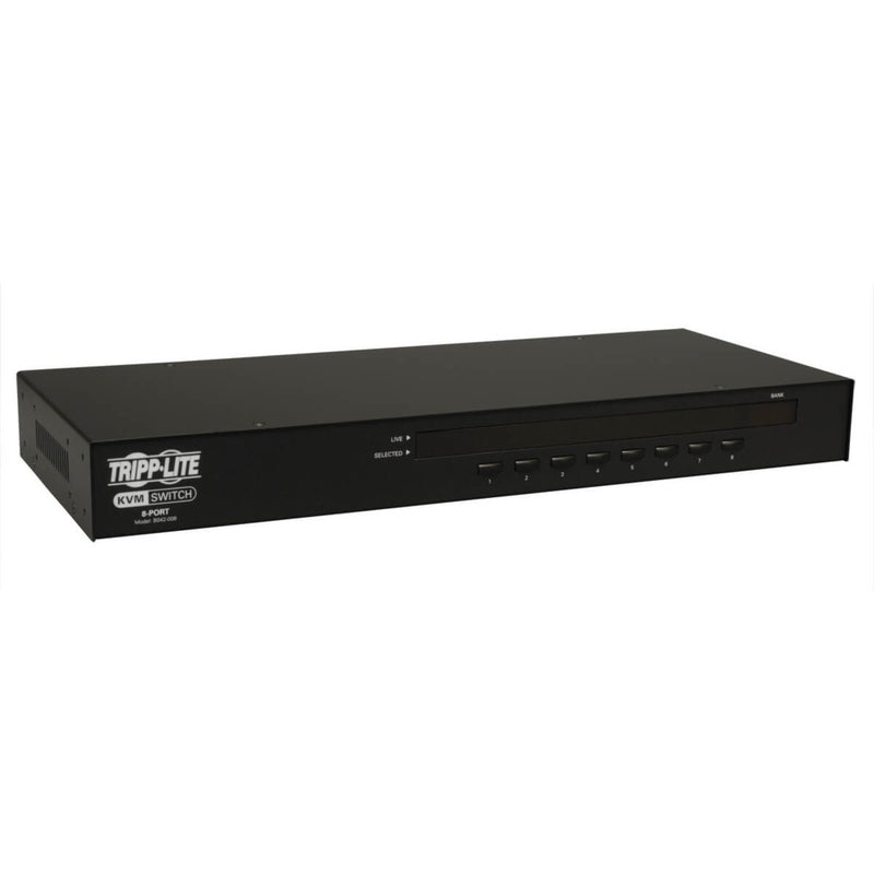 Front view of Tripp Lite B042-008 8-port KVM switch showing selection buttons and status indicators