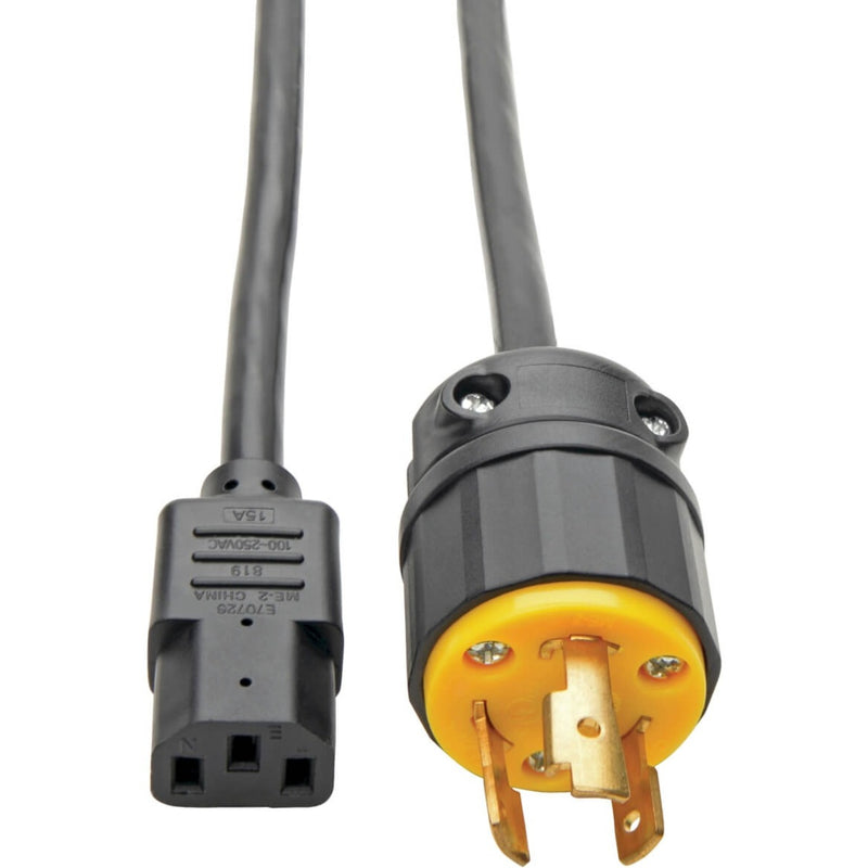 Close-up view of Tripp Lite P011-006 power cord showing C13 connector and L6-20P plug ends