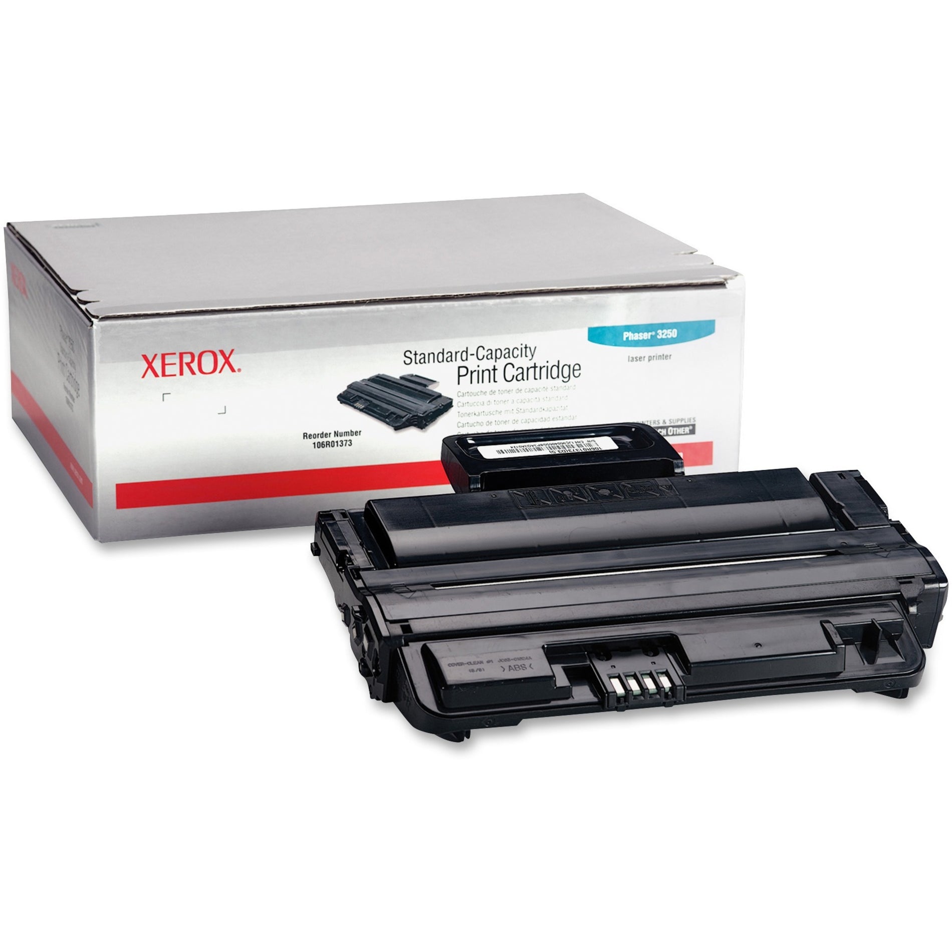 Xerox 106R01373 standard toner cartridge for Phaser 3250 printer shown with retail packaging-alternate-image1