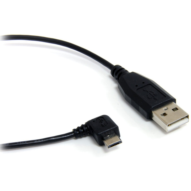 StarTech.com 3ft USB-A to right-angle Micro-B cable showing full cable length with connectors