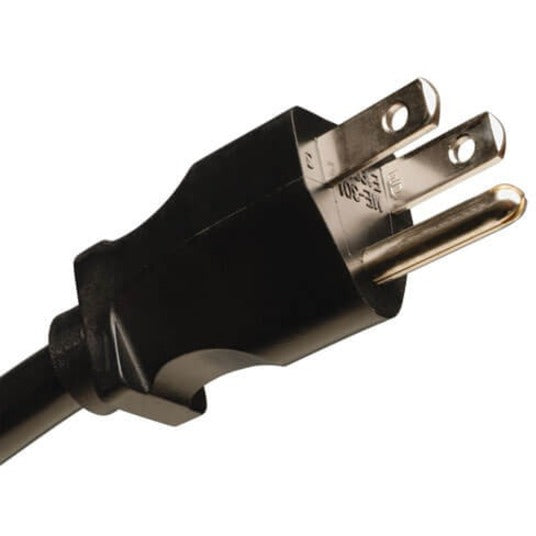 Close-up of NEMA 5-15P plug on Tripp Lite PDUV15 PDU power cord