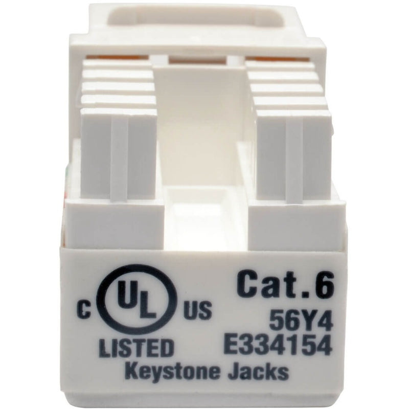 UL certification and Cat6 compliance markings on keystone jack housing