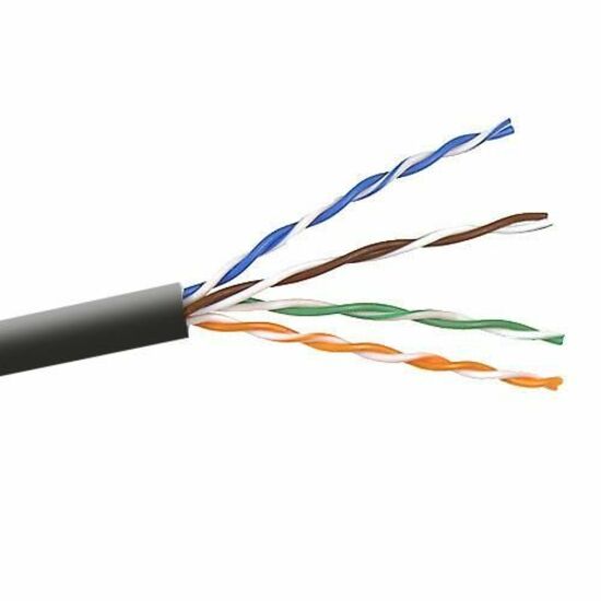 Close-up view of Belkin Cat 6 cable internal construction showing color-coded twisted pairs with black outer jacket