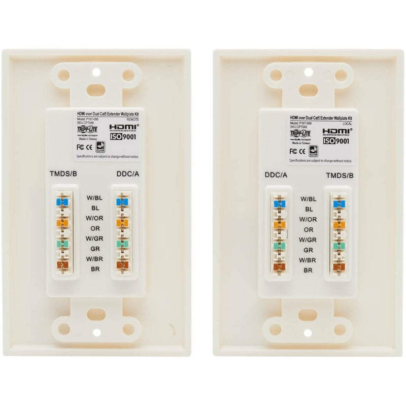 Detailed view of HDMI wallplate terminal configuration and wiring