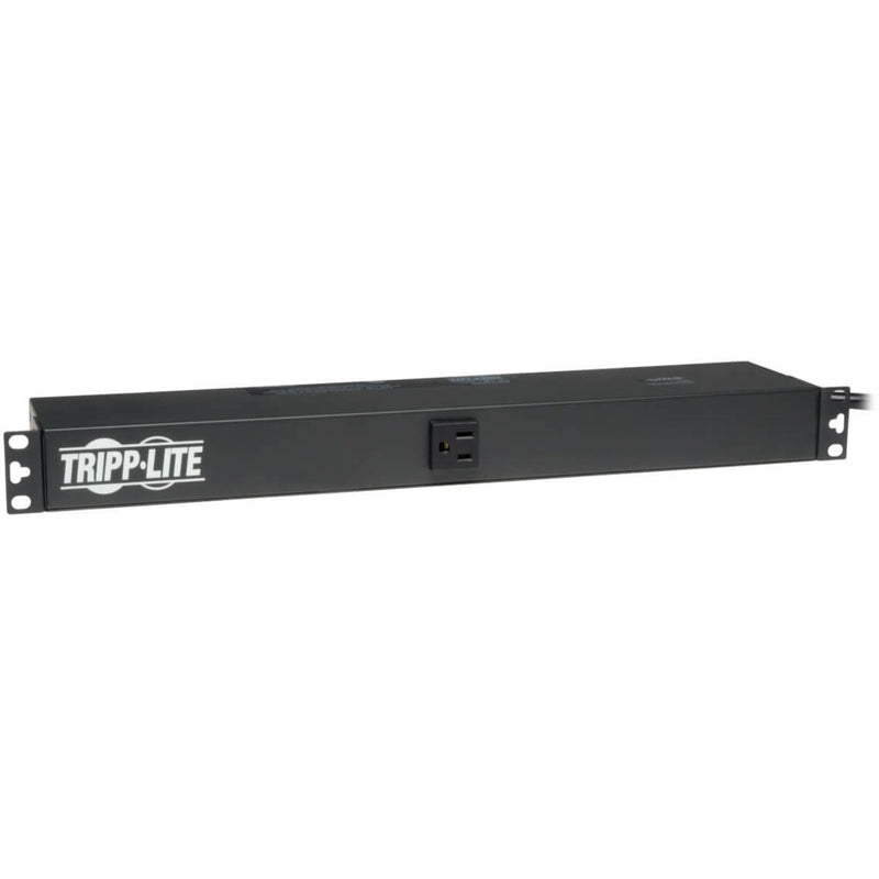 Front view of Tripp Lite PDU1215 1U horizontal rackmount power distribution unit with front-facing outlet