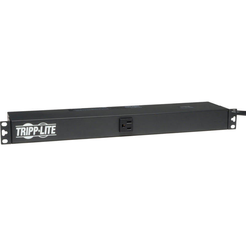 Side angle view of Tripp Lite PDU1215 showing mounting brackets and slim profile design