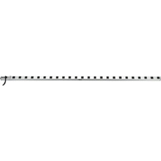 Side angle view of Tripp Lite PS7224-20 power strip showing linear outlet arrangement