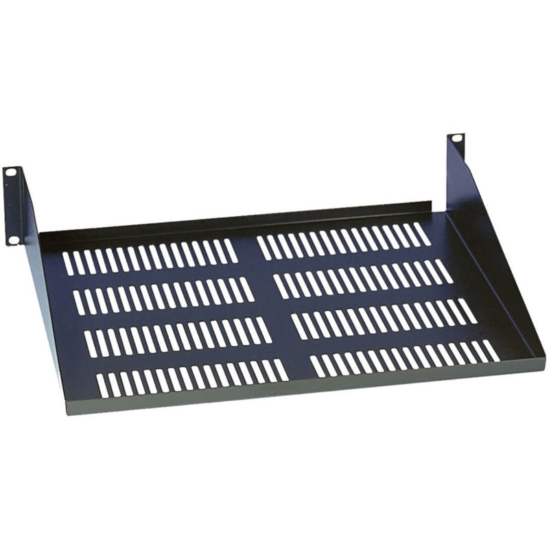 Tripp Lite SmartRack 2U vented rack shelf with black finish and parallel ventilation slots for optimal airflow