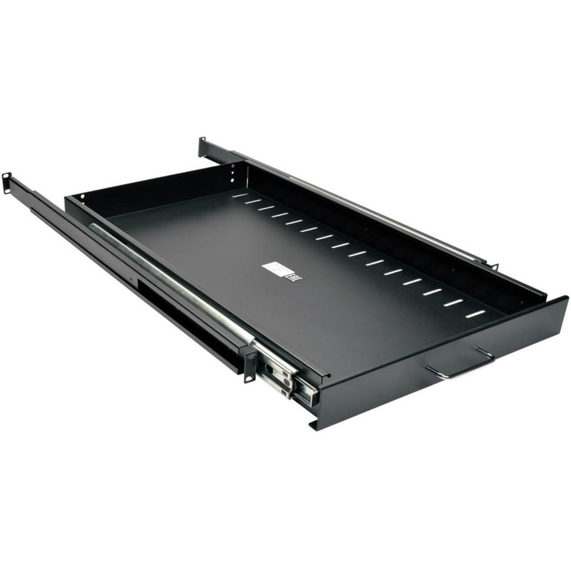 Fully extended rack shelf showing smooth sliding mechanism and secure mounting features