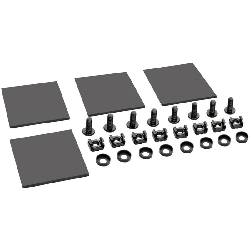 Complete mounting hardware kit including plates, cage nuts, and installation components