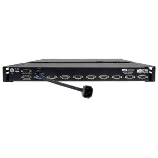 Detailed view of Tripp Lite KVM switch rear ports showing expansion capabilities