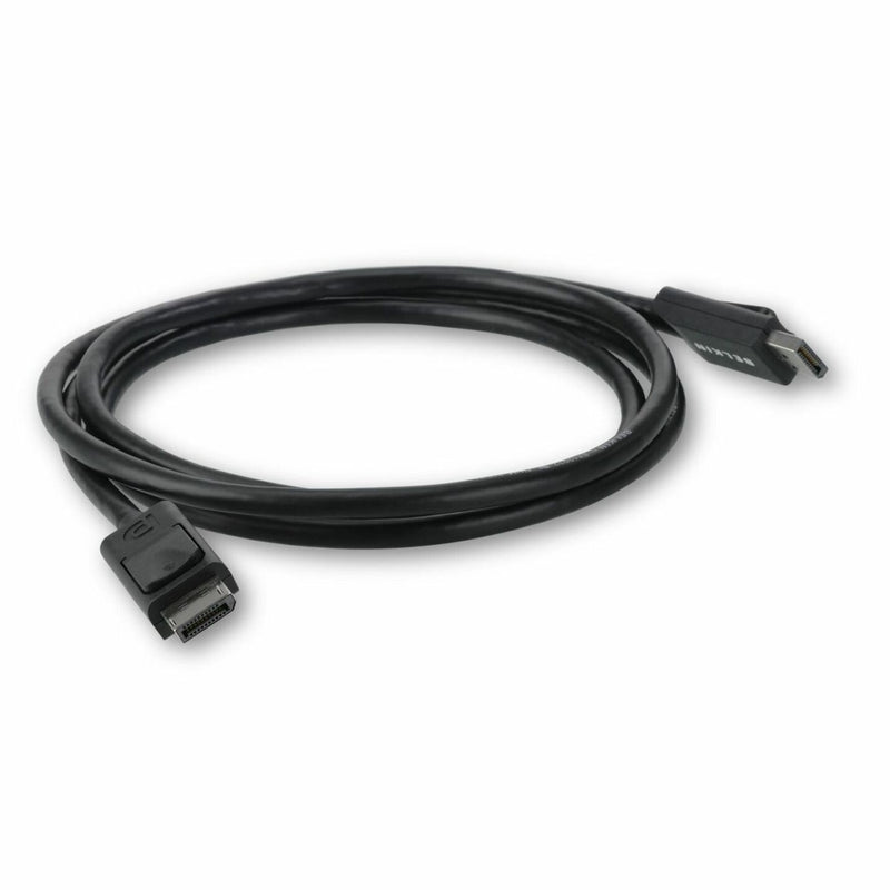 Black 6-foot Belkin DisplayPort to DisplayPort cable with 20-pin connectors on both ends