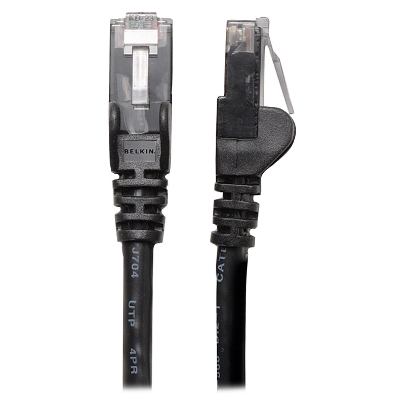 Side-by-side view of both RJ45 connectors on the Belkin Cat6 cable showing matching design features