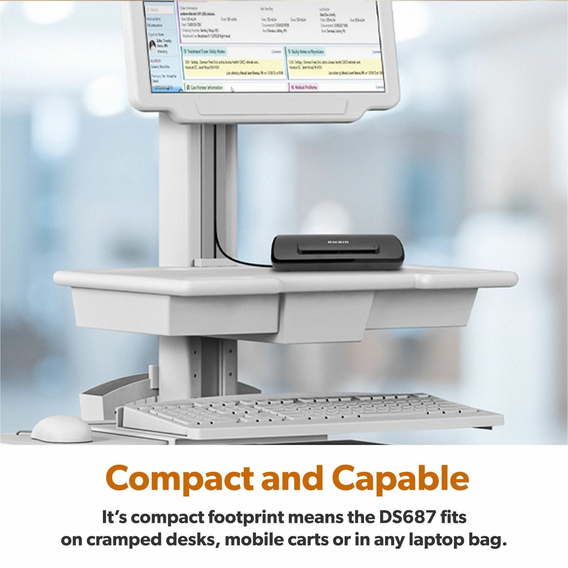 Ambir DS687 scanner integrated into modern medical workstation setup-alternate-image4