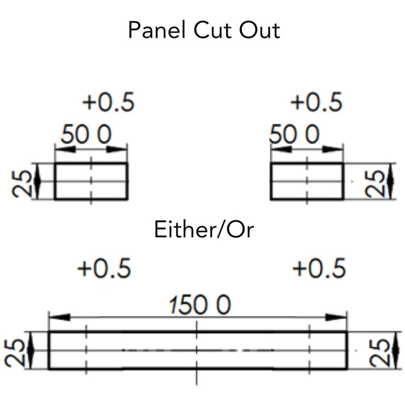 Panel cutout diagram showing installation dimensions for SRCOMBO lock