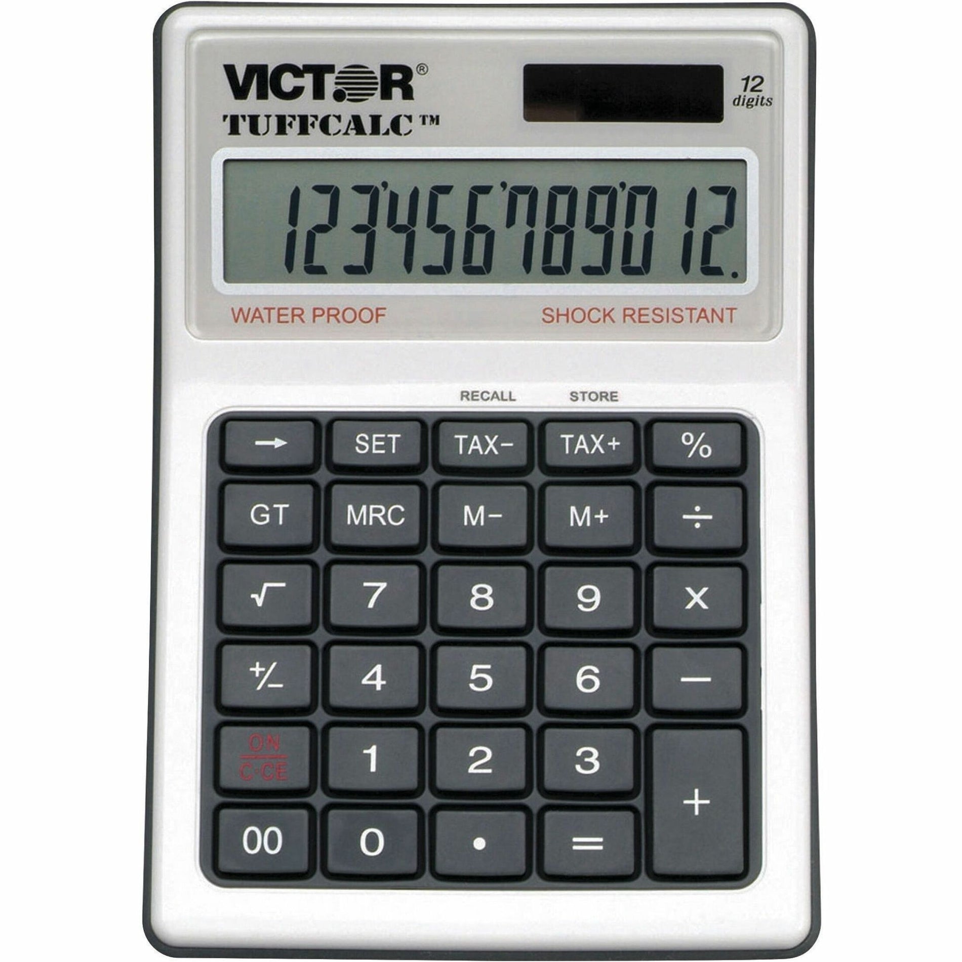 Victor 99901 TuffCalc Calculator, Angled Display, Extra Large Display, Washable, Dual Power