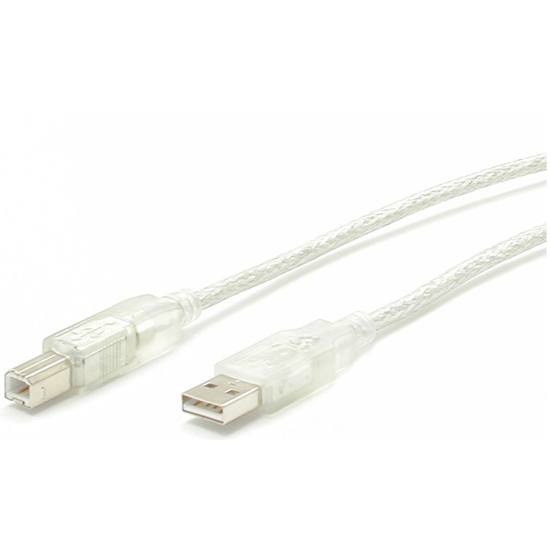 StarTech.com USBFAB10T Transparent USB 2.0 Cable, 10 ft, Data Transfer Cable