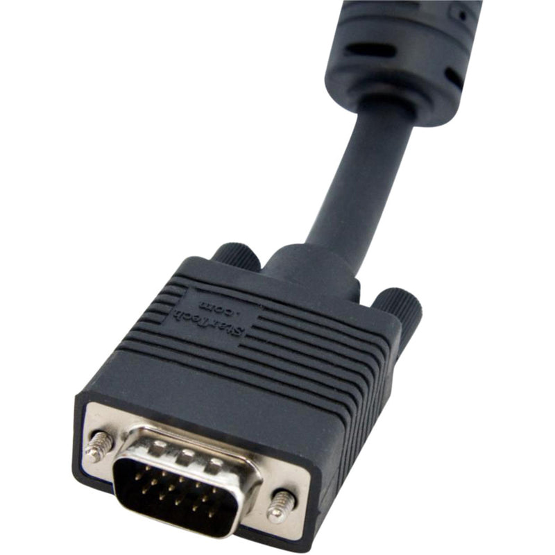 Detailed view of HD15 male VGA connector showing pin configuration and securing posts