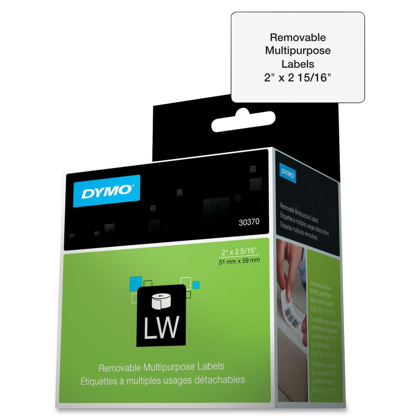 Dymo 30370 可移除多用途 LabelWriter 标签，250 盒，白色 品牌名称：Dymo