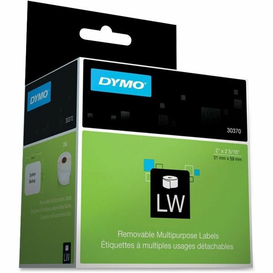 Dymo 30370 Removable Multipurpose LabelWriter Labels, 250 Box, White