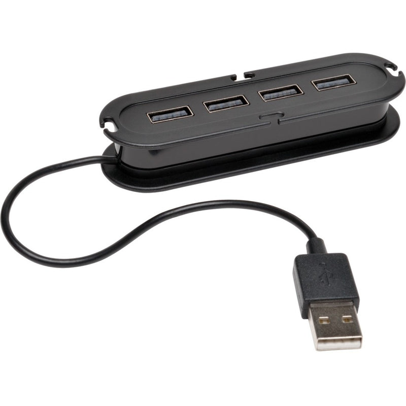 Angled view of Tripp Lite USB hub showing slim profile and port arrangement