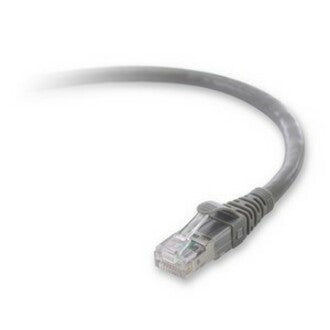 Gray Belkin Cat.6a network cable with snagless connector and clear RJ-45 termination