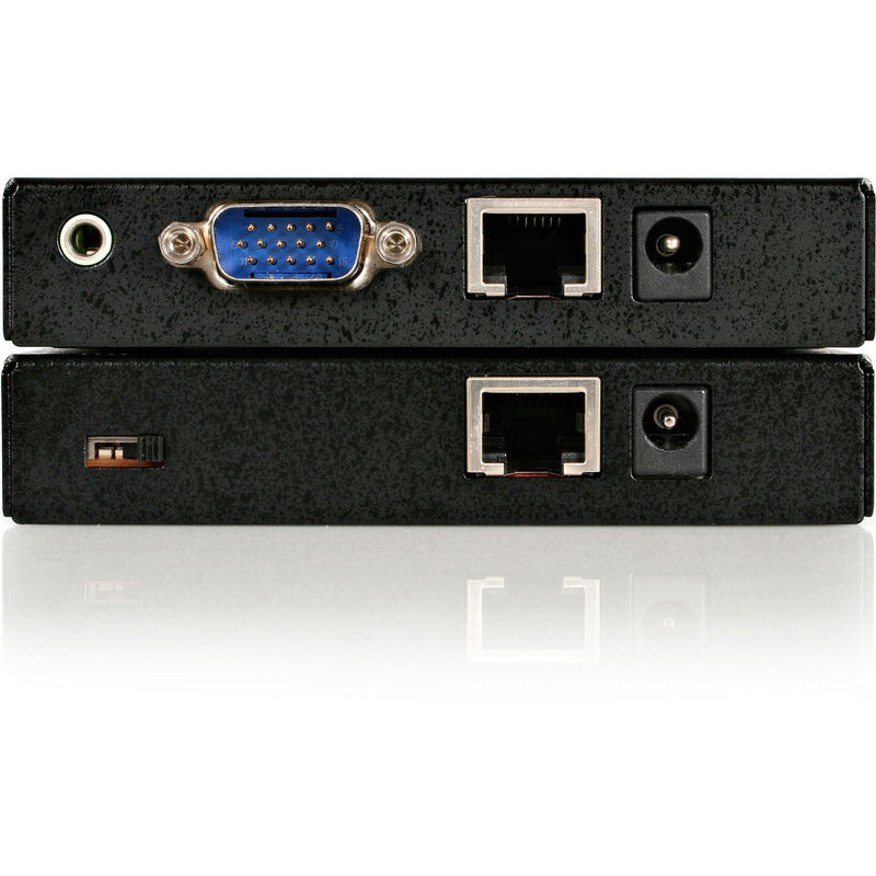 Detailed view of connection ports on StarTech.com VGA extender including VGA, RJ-45, and power