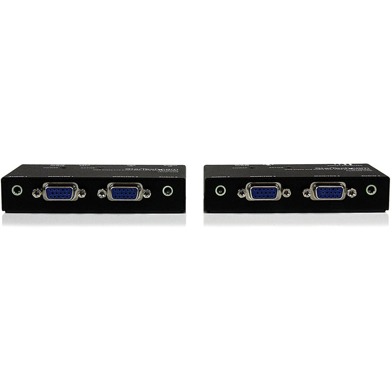 Front view of StarTech.com VGA extender units showing dual VGA ports and audio connections