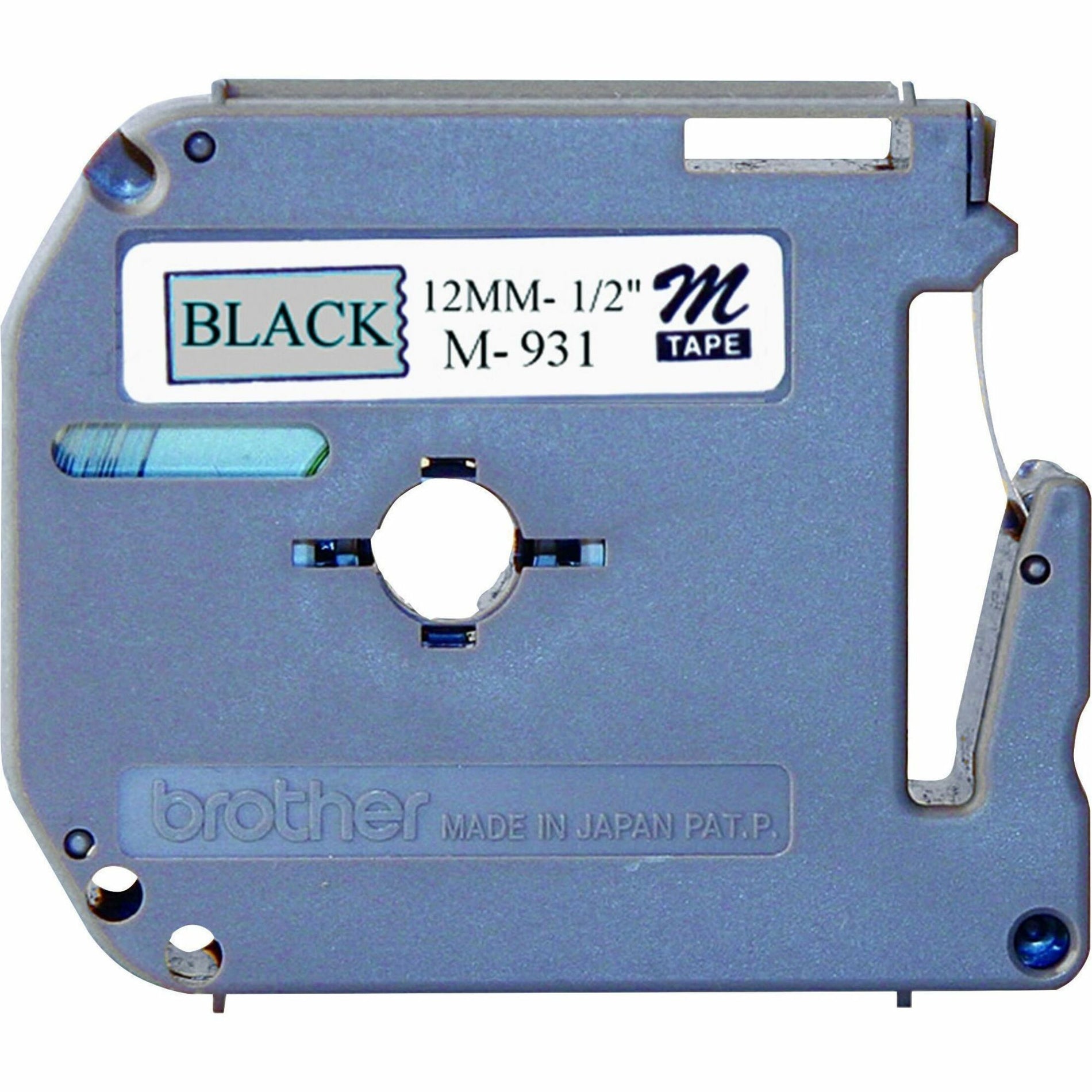 Brother M931 P-touch Nonlaminated Label Tape, 1/2" Size, Black/Silver