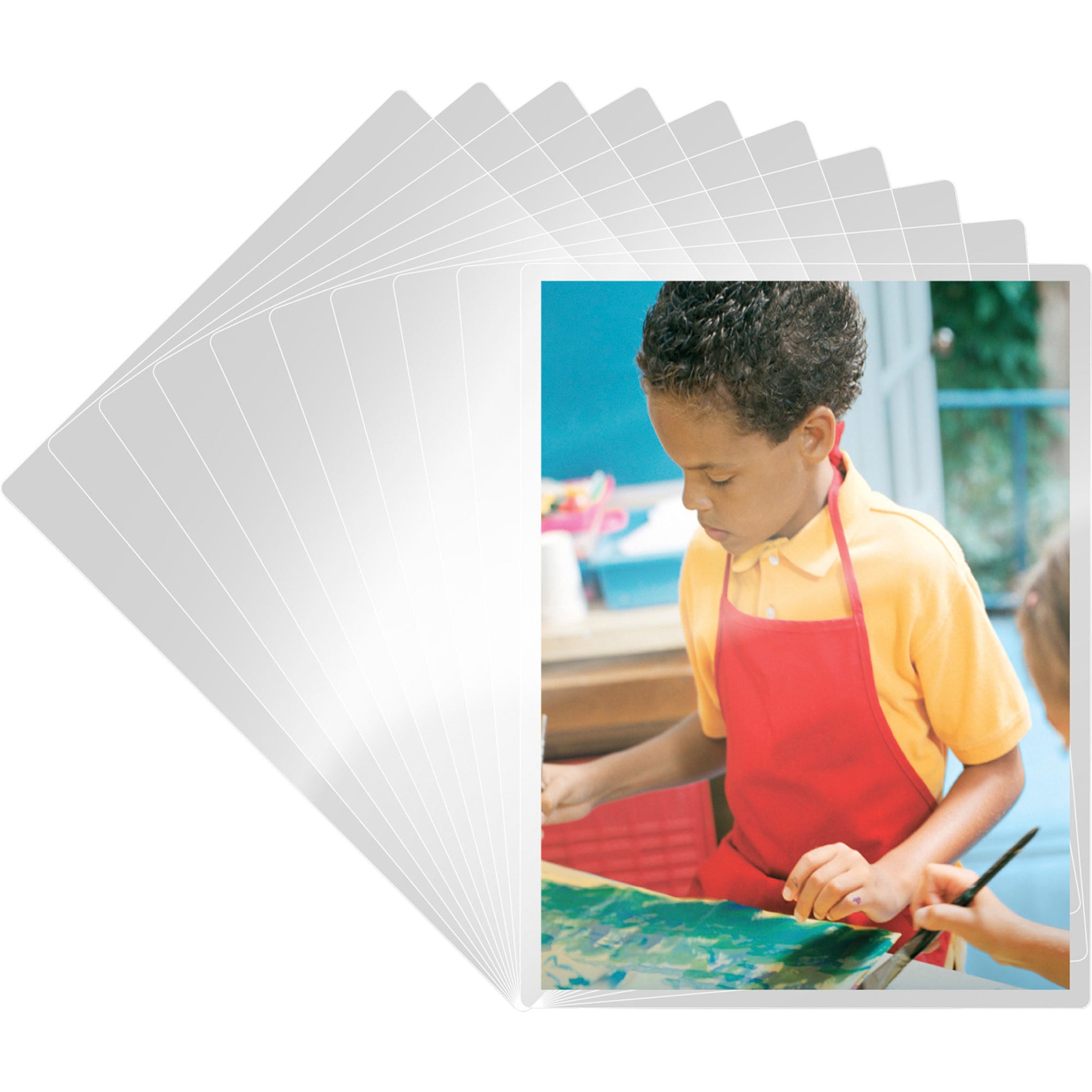 Stack of clear laminating pouches with example photo-alternate-image8