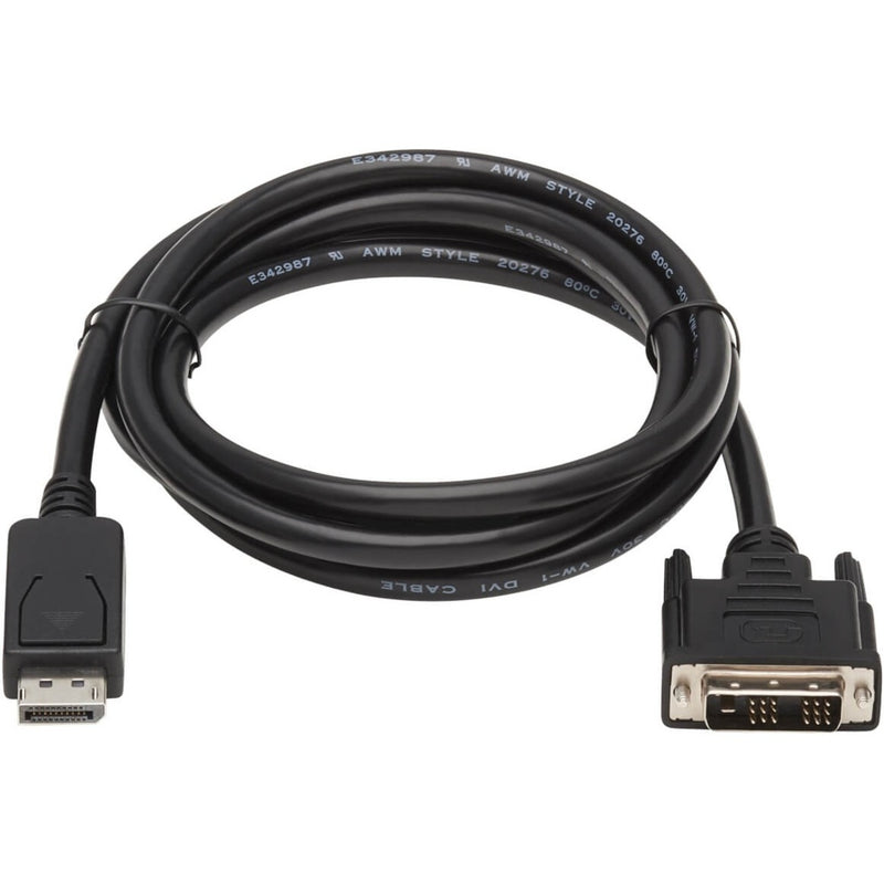 Full length view of Tripp Lite P581-006 DisplayPort to DVI-D cable showing cable flexibility and connector ends