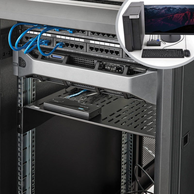 KVM extender installed in server rack environment