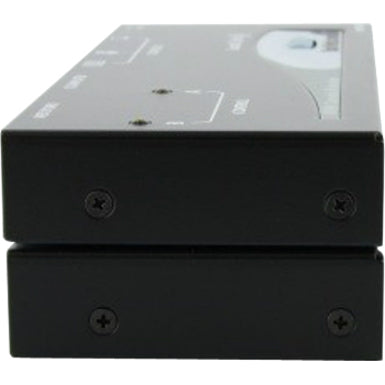 Side view of KVM extender units showing mounting screws and construction