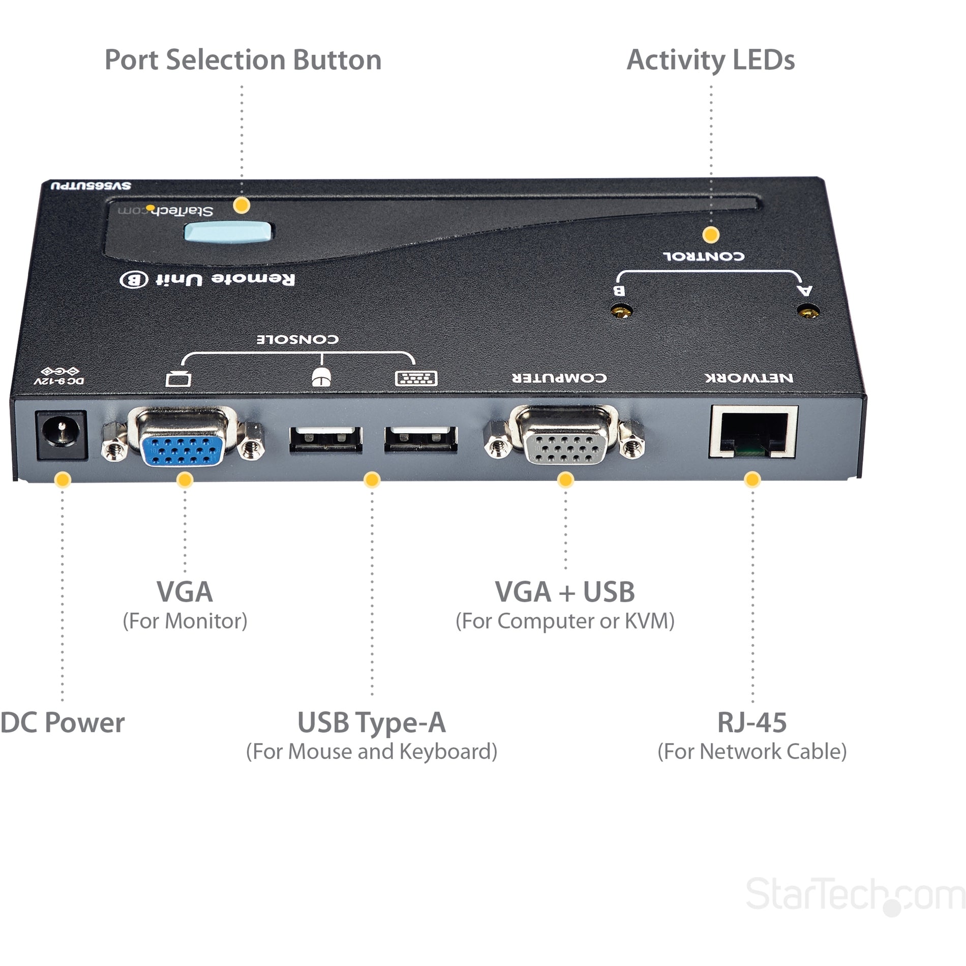 StarTech.com SV565UTPU USB VGA KVM Console Extender over CAT5 UTP - 500 ft, Extend USB and VGA Signals up to 500 ft