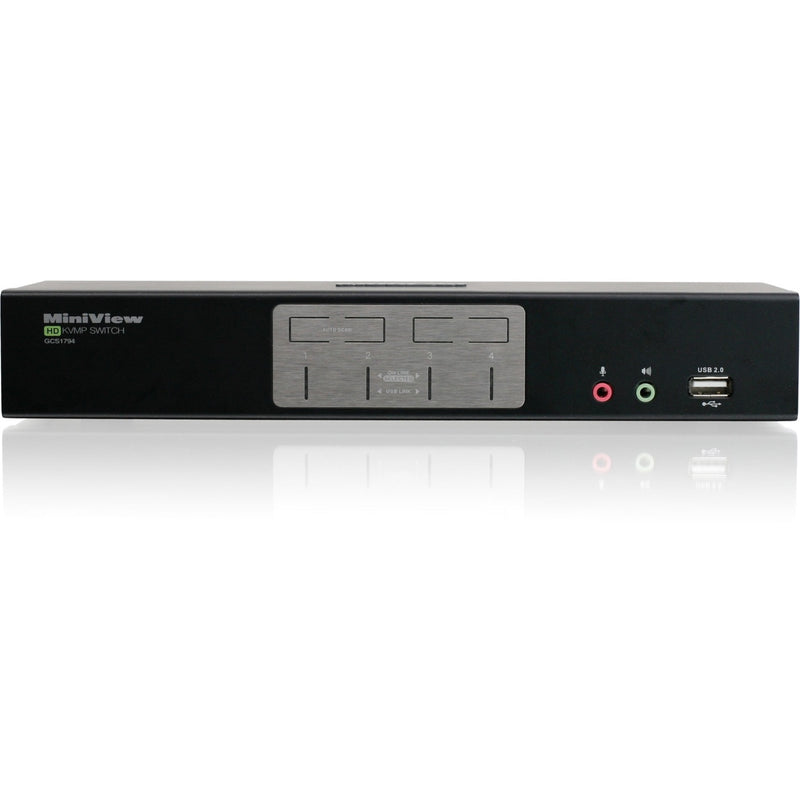 Front view of IOGEAR GCS1794 KVM switch showing control panel and ports