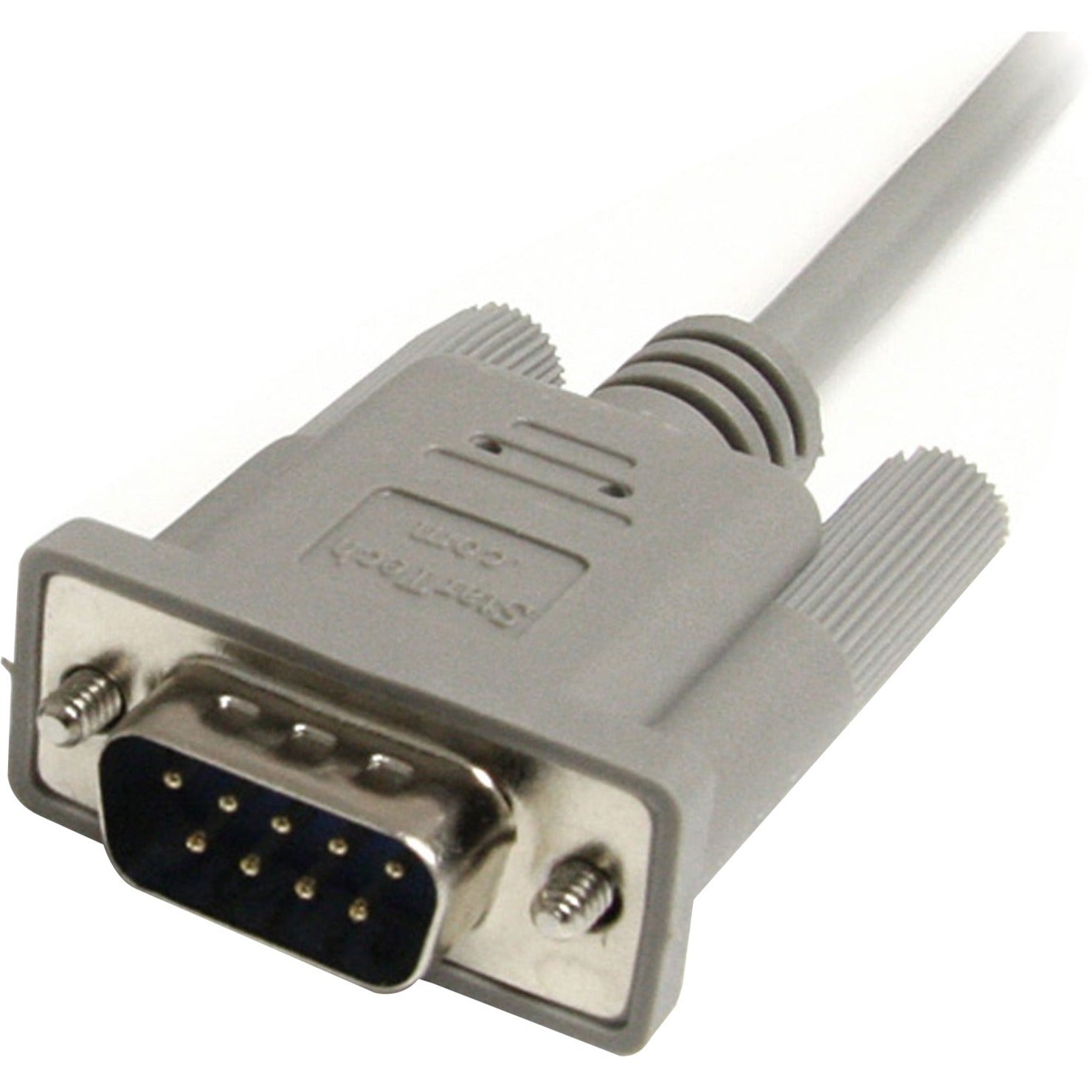 Detailed view of male DB9 connector on StarTech.com serial extension cable-alternate-image3