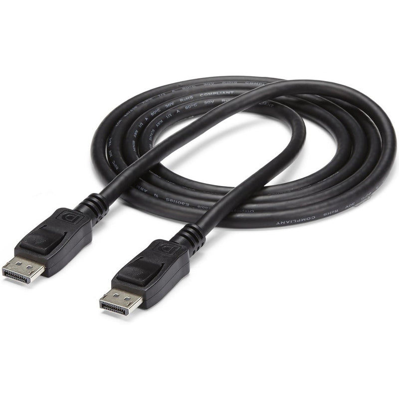 Full-length view of DisplayPort cable showing premium construction and flexibility