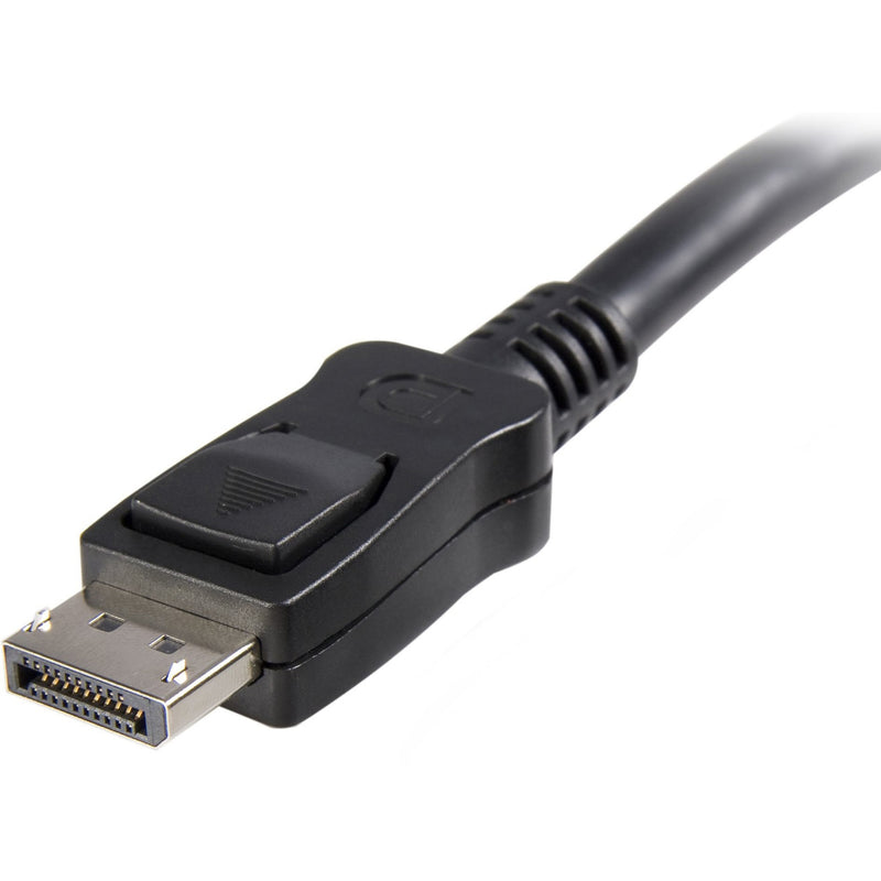 Detailed view of DisplayPort connector showing latching mechanism and connector design