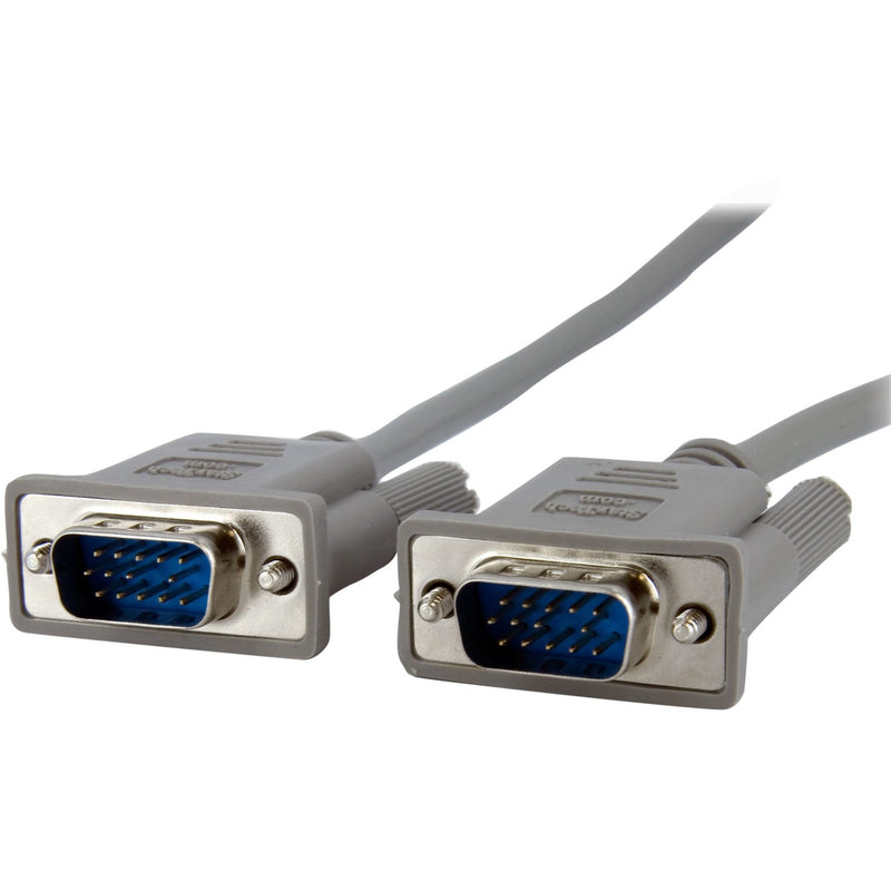 Close-up view of dual HD-15 male VGA connectors with blue pin array and securing screws