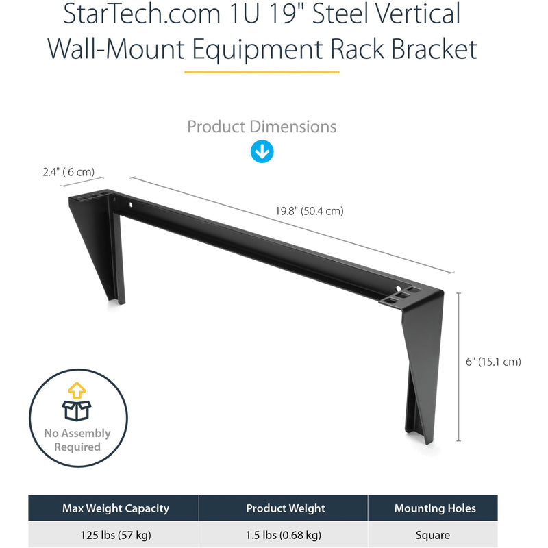 Technical diagram showing dimensions and specifications of StarTech.com wall mount bracket