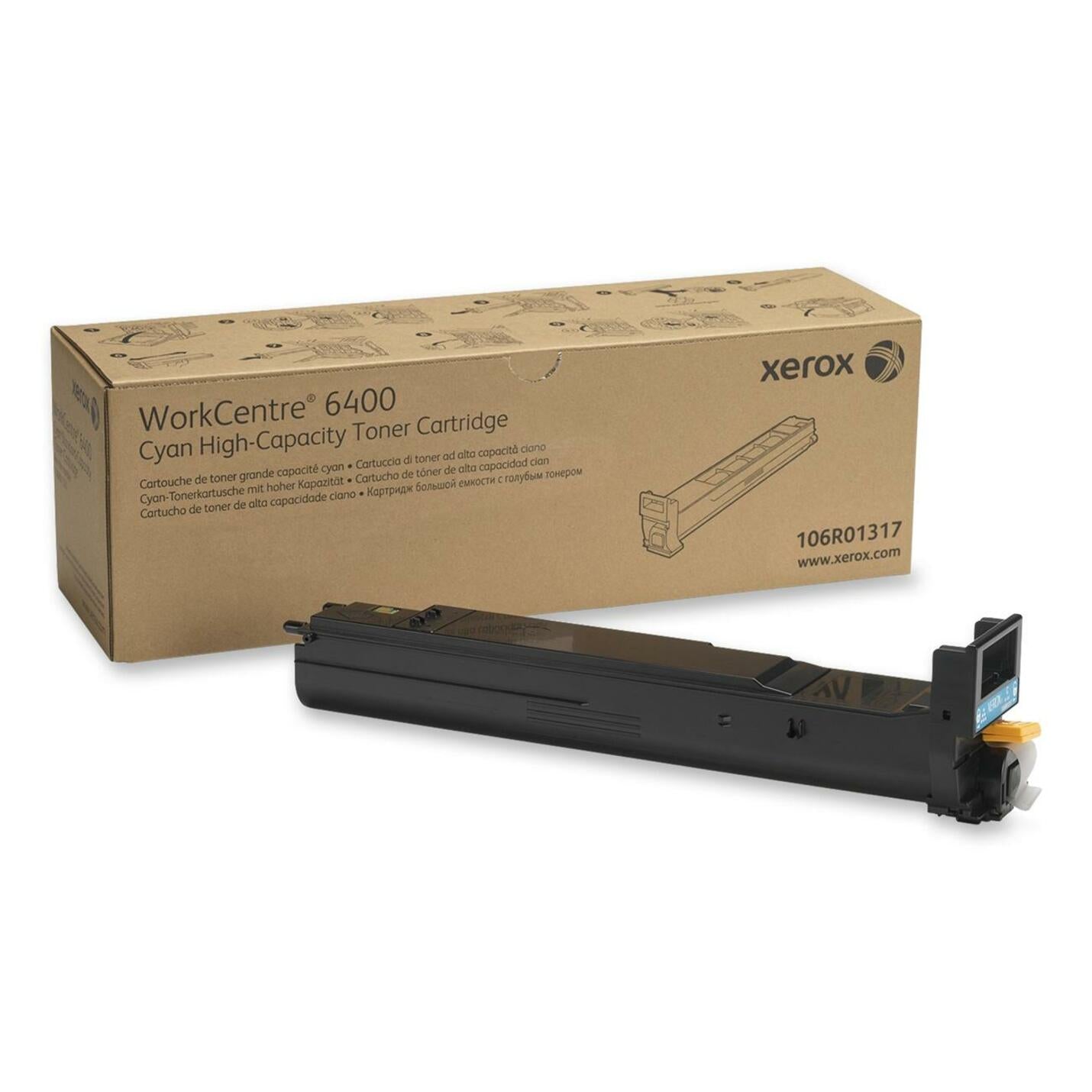 Xerox High Yield Cyan Toner Cartridge 106R01317, 16,500 Pages, Original Laser Printer Cartridge for WorkCentre 6400 (1 Year Warranty)